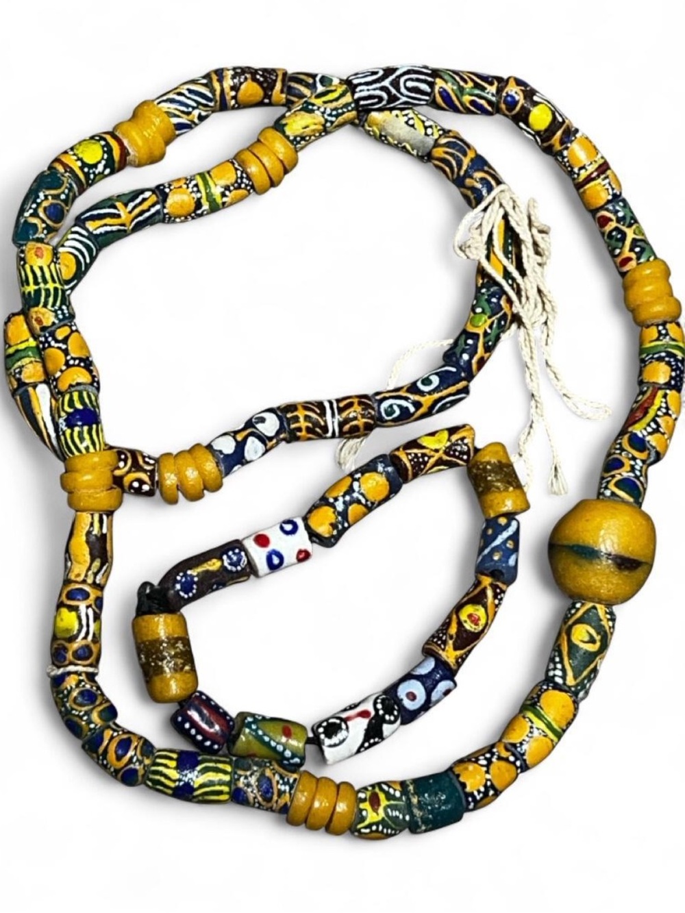 Vintage handmade African glass handpainted trade beads necklace and bracelet set